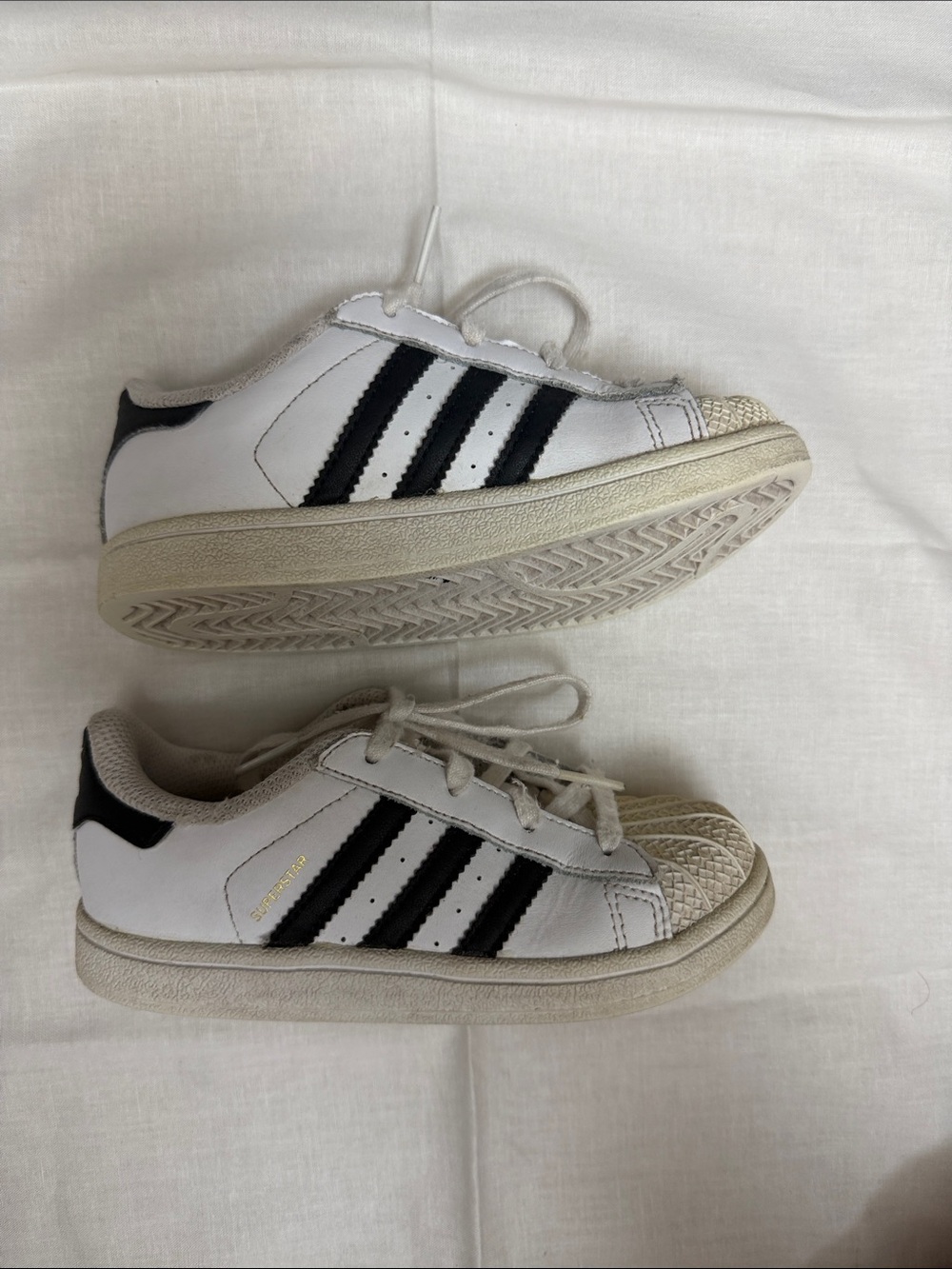 adidas Kids White Sneakers with Cream Shell Toes